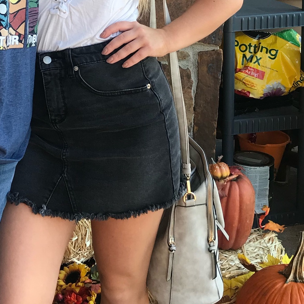 black jean skirt